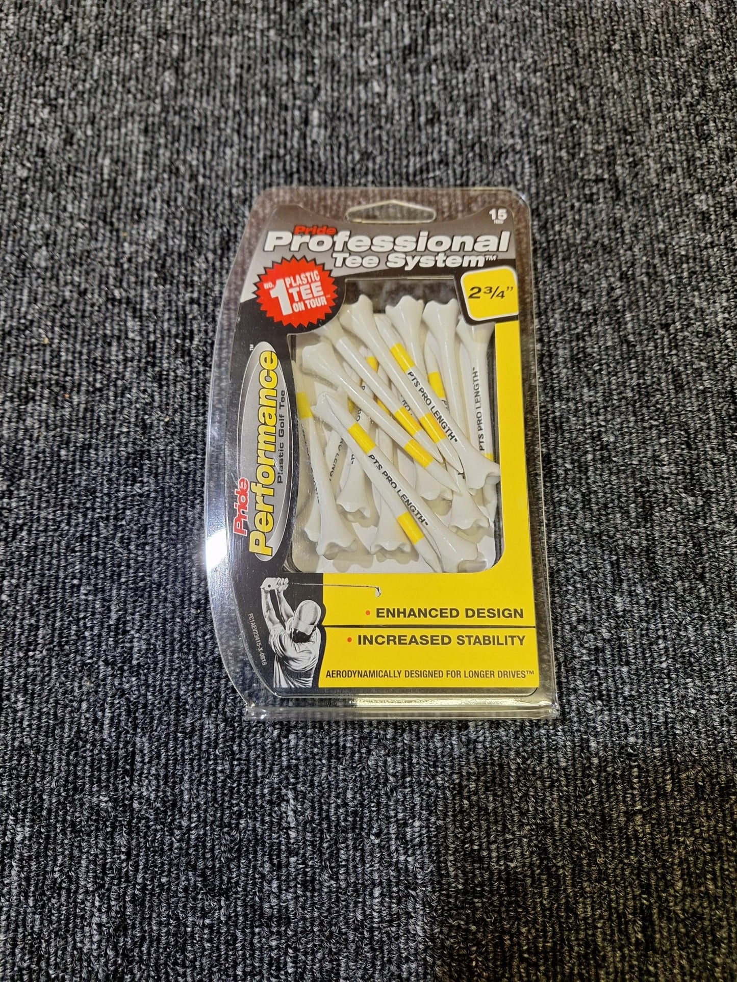 Pride - PTS Evolution Tees - 2&3/4 Inches - Yellow - 15 Pack - Shams Golf Exchange