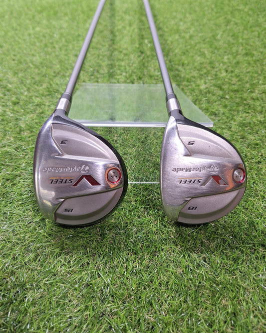 Taylormade - V Steel (2005) #3 and #5 Woods - M.A.F.S 55 Plus Stiff - RH - VERY GOOD