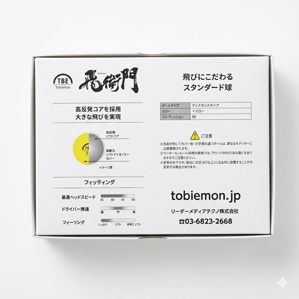 Tobiemon - High Performance Golf Ball - Yellow - 12 Pack
